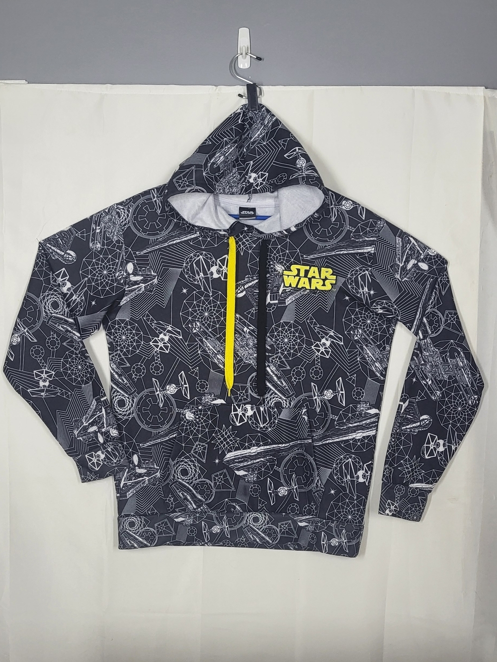 Star Wars Black & White Graphic Pullover Hoodie with Yellow Drawcord